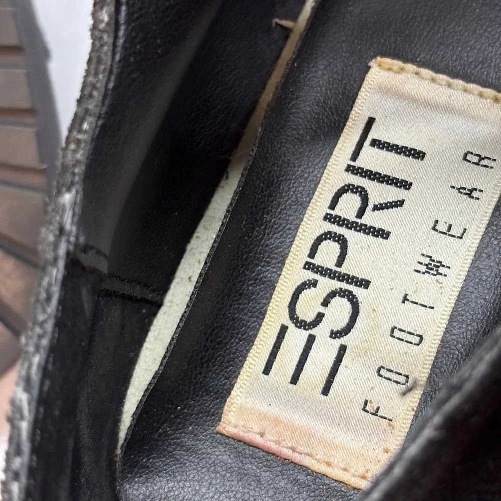 90s Esprit Reflector 74070 Shoes Womens 6 Black Good Vintage Suede Lug Mary Jane